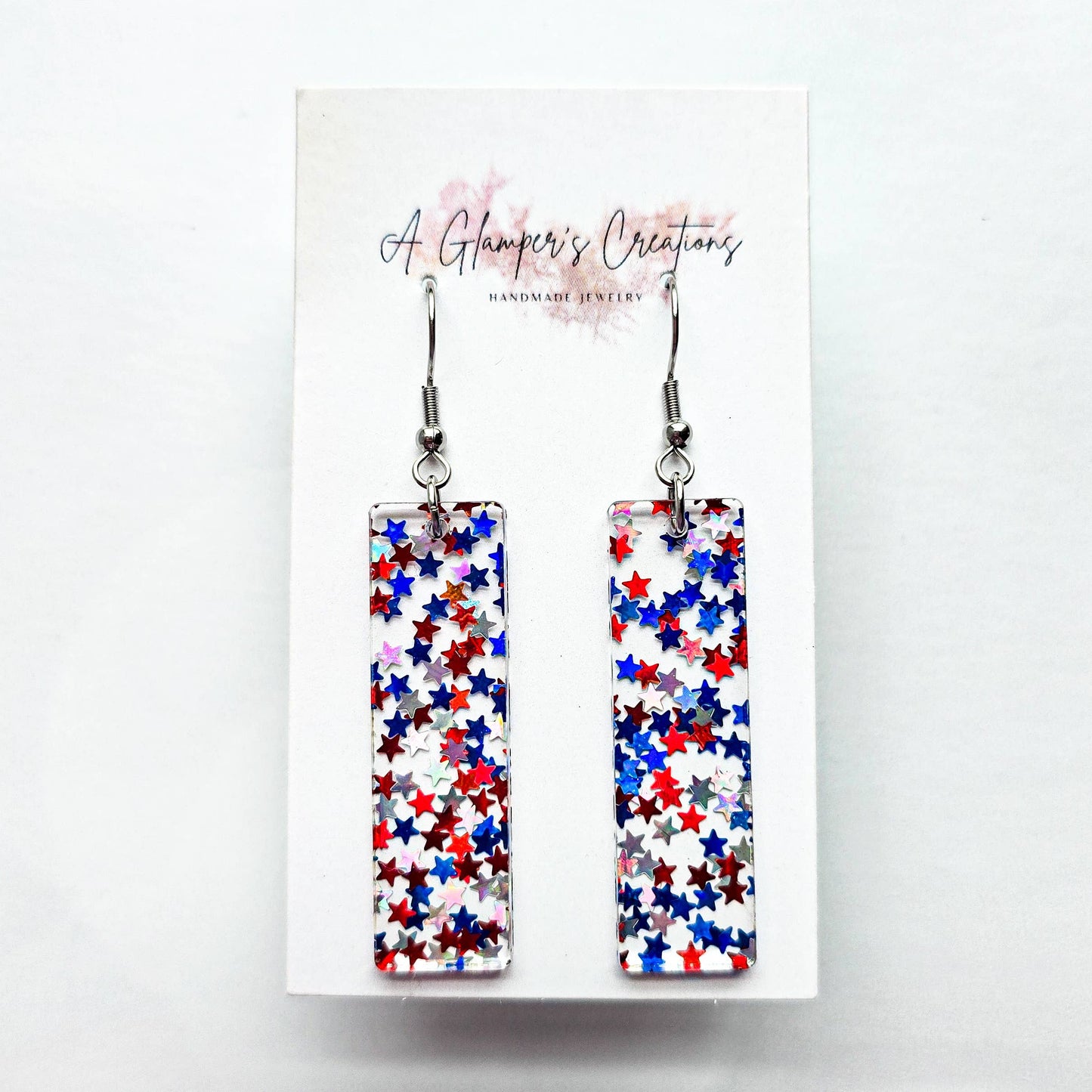 4th of July Stars Acrylic Bar Earrings