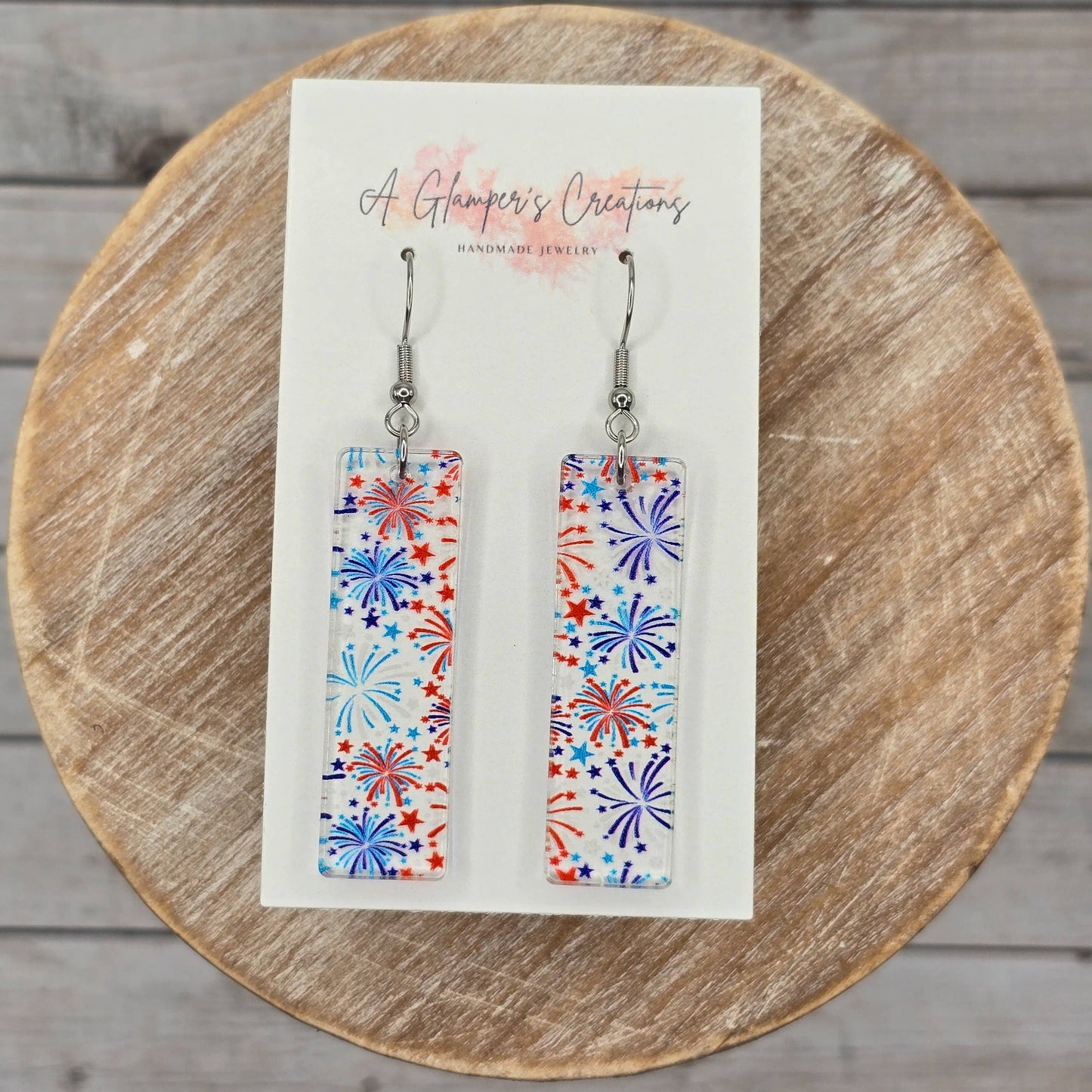 4th of July Fireworks Acrylic Bar Earrings