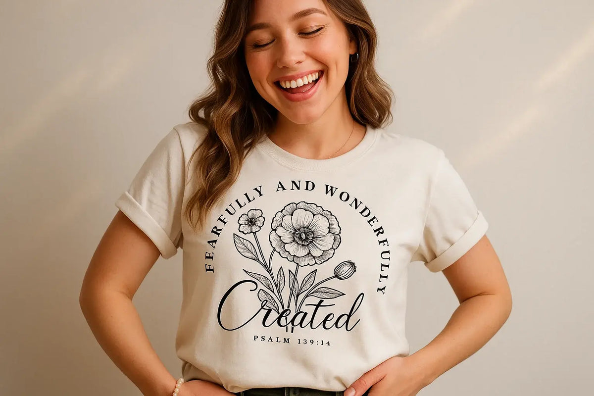 Fearfully Wonderfully Created Shirt, Psalm 139:14, floral tee