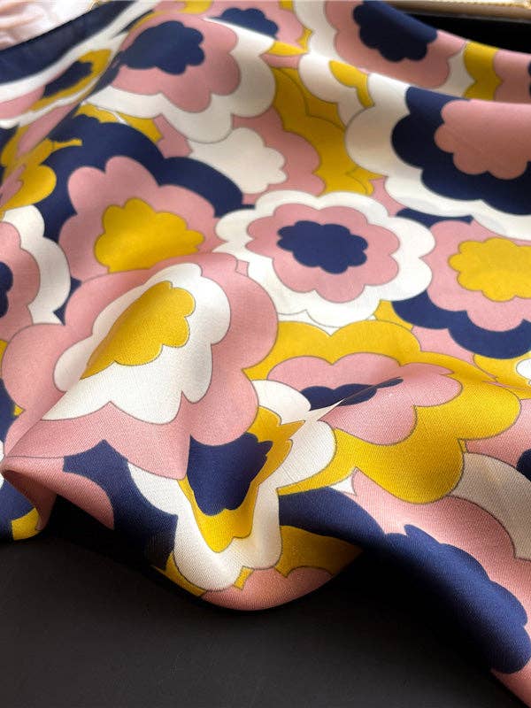 Bold Flower Blue/ Yellow/ Pink Bandana Wild Rag
