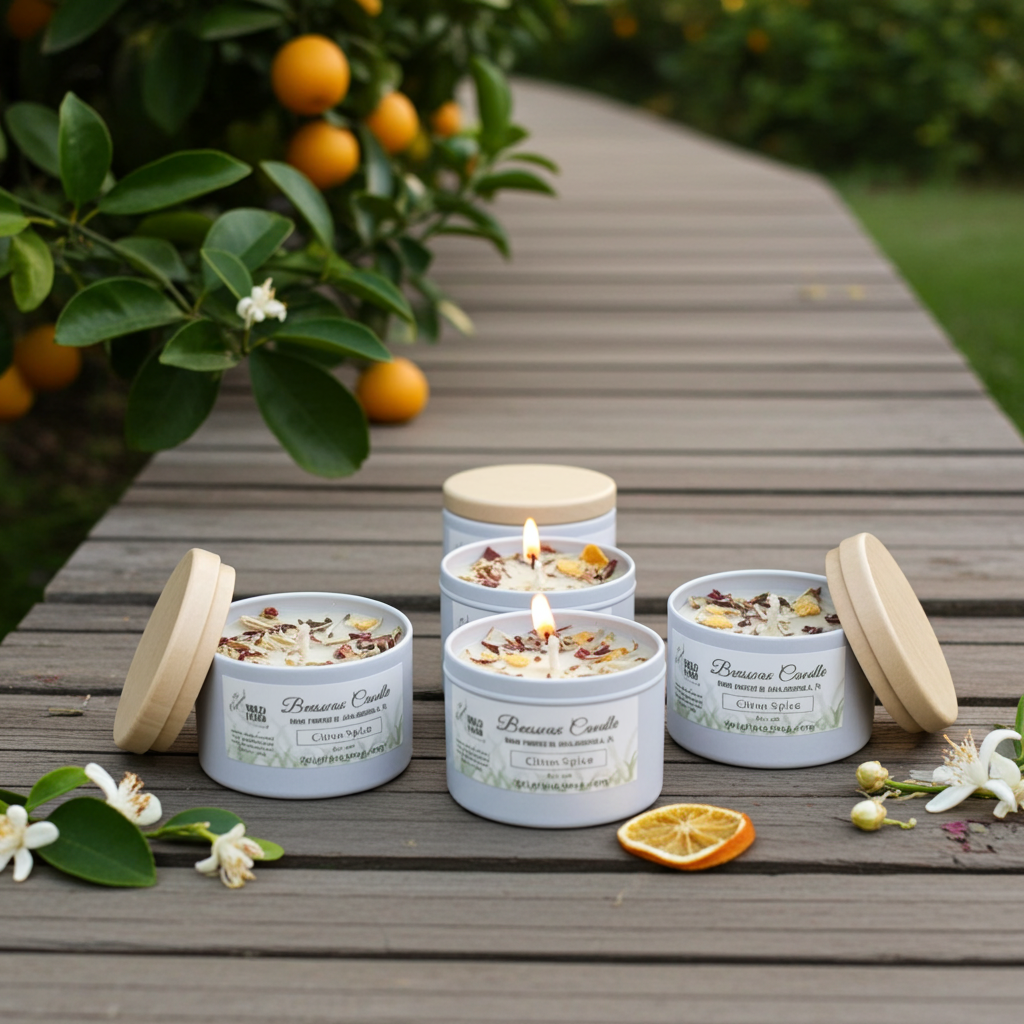 Beeswax Candle Citrus Spice Essential Oil Natural Scent