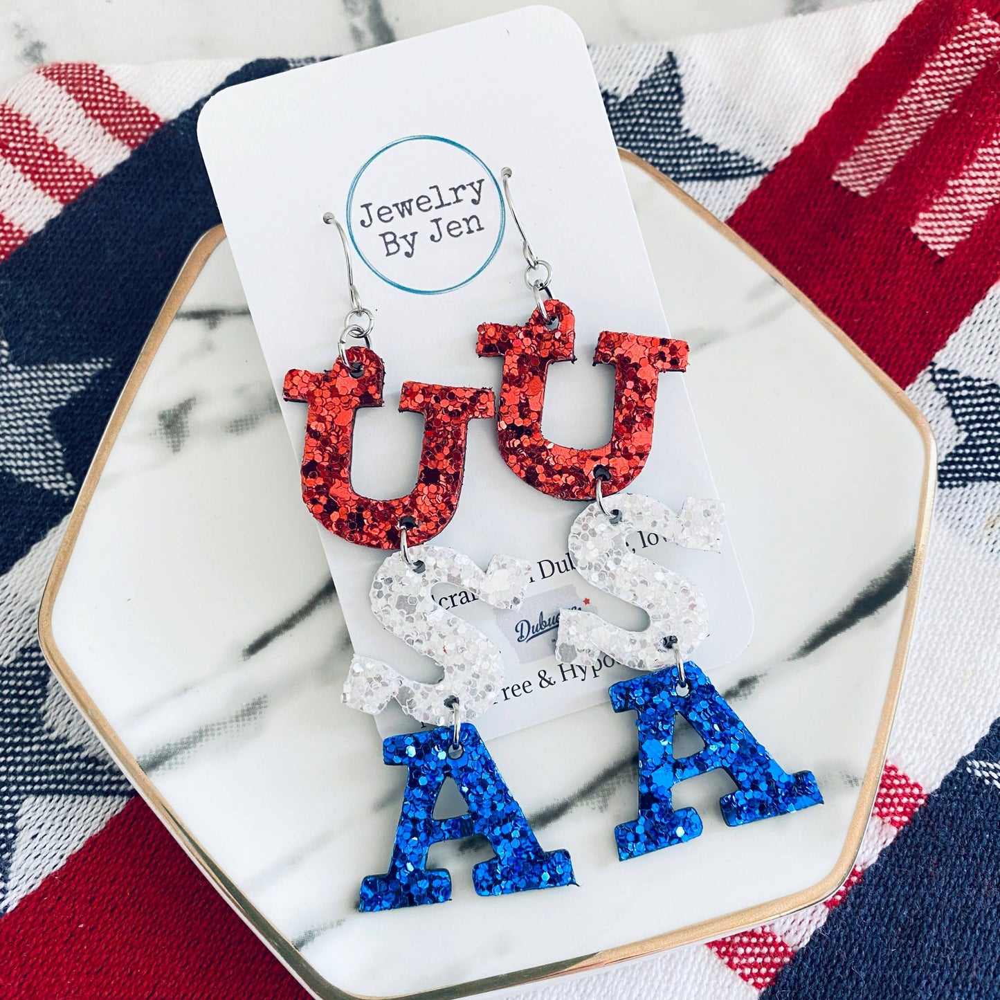 U.S.A. Earrings - Chunky Glitter