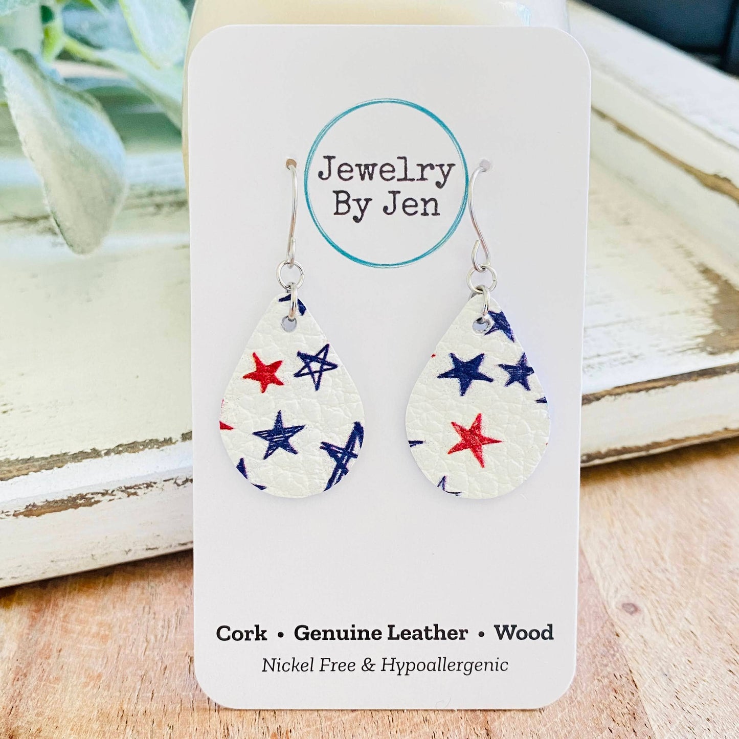 Teardrop Earrings: Hand Drawn Stars