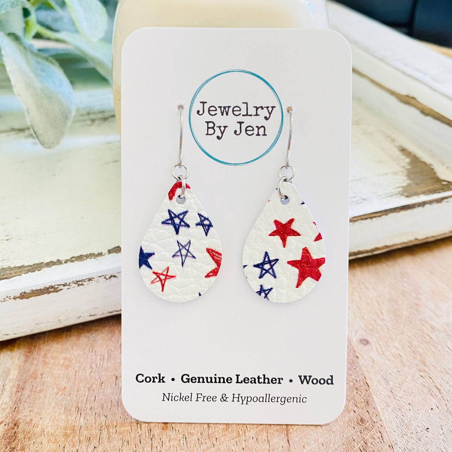Teardrop Earrings: Hand Drawn Stars