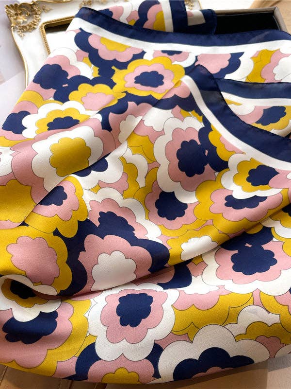 Bold Flower Blue/ Yellow/ Pink Bandana Wild Rag