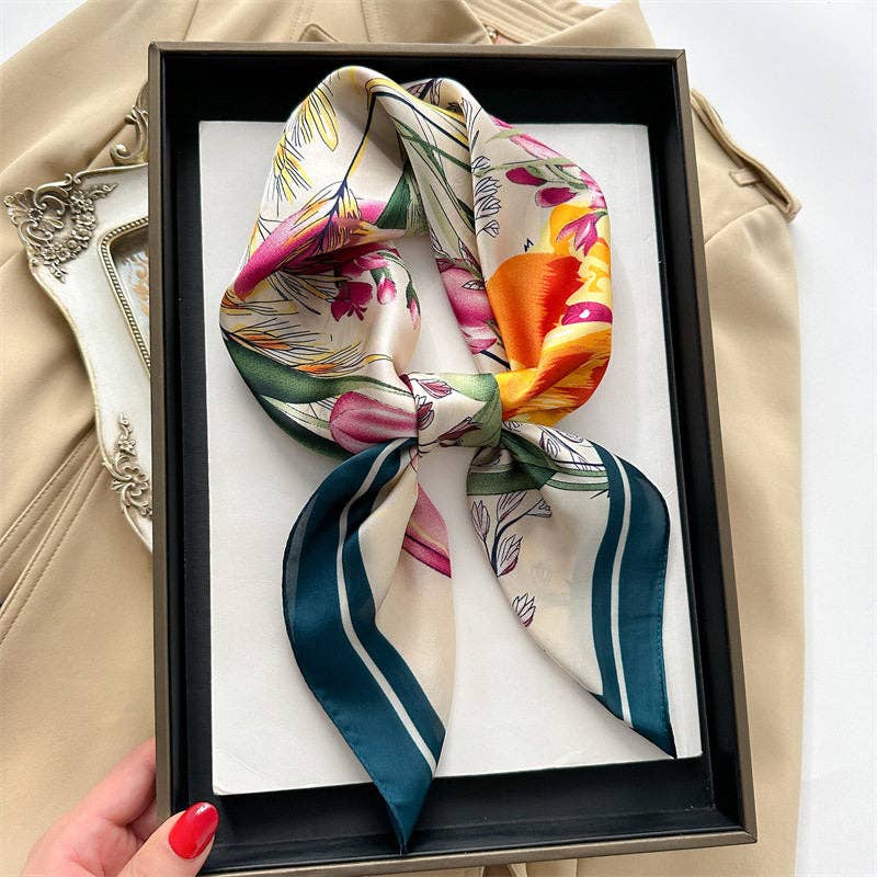 Orange Edged Flower Bandana Wild Rag