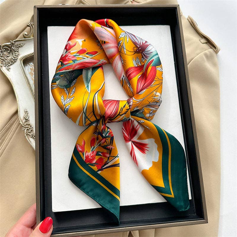 Orange Edged Flower Bandana Wild Rag