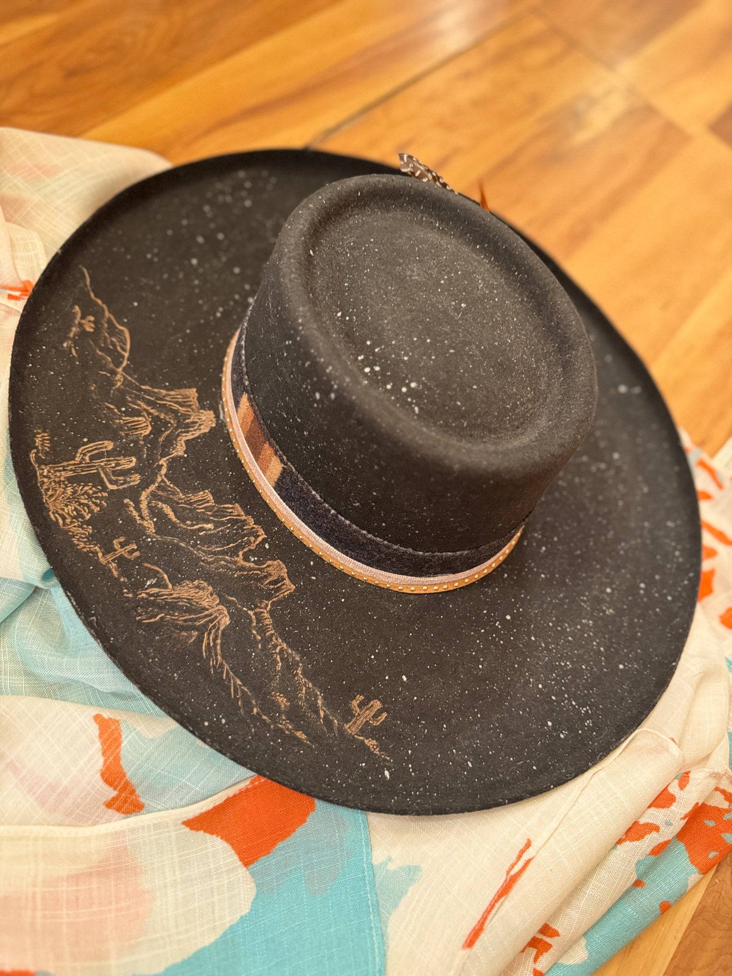 Desert Night Hand-Etched Western Hat