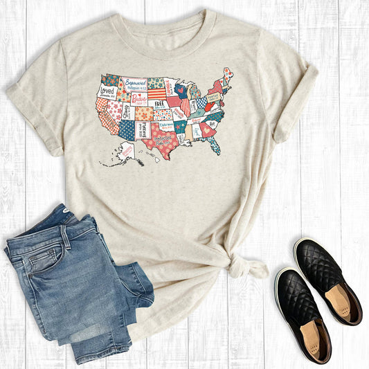 Retro Faith America USA Map Graphic Tee