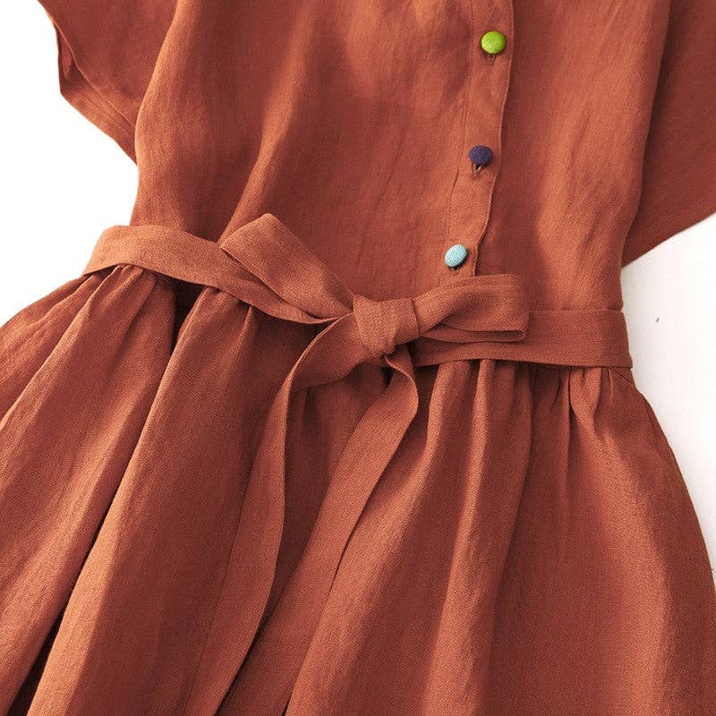 Solid Color Boho Style Short Sleeve Maxi Dress