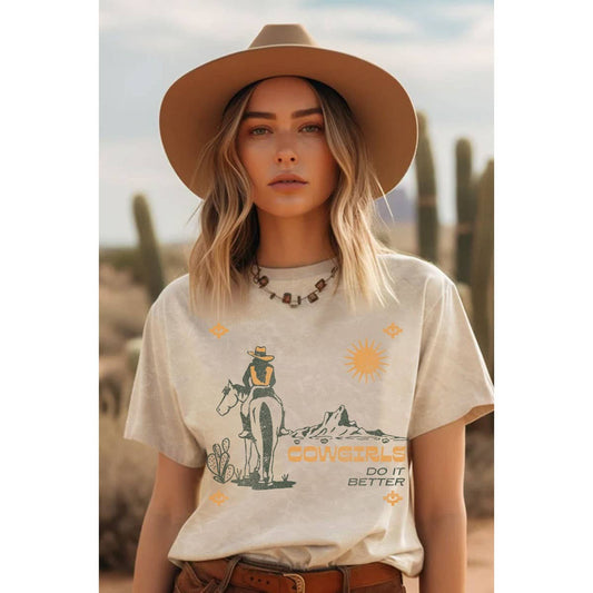COWGIRLS DO IT BETTER MINERAL GRAPHIC TOP