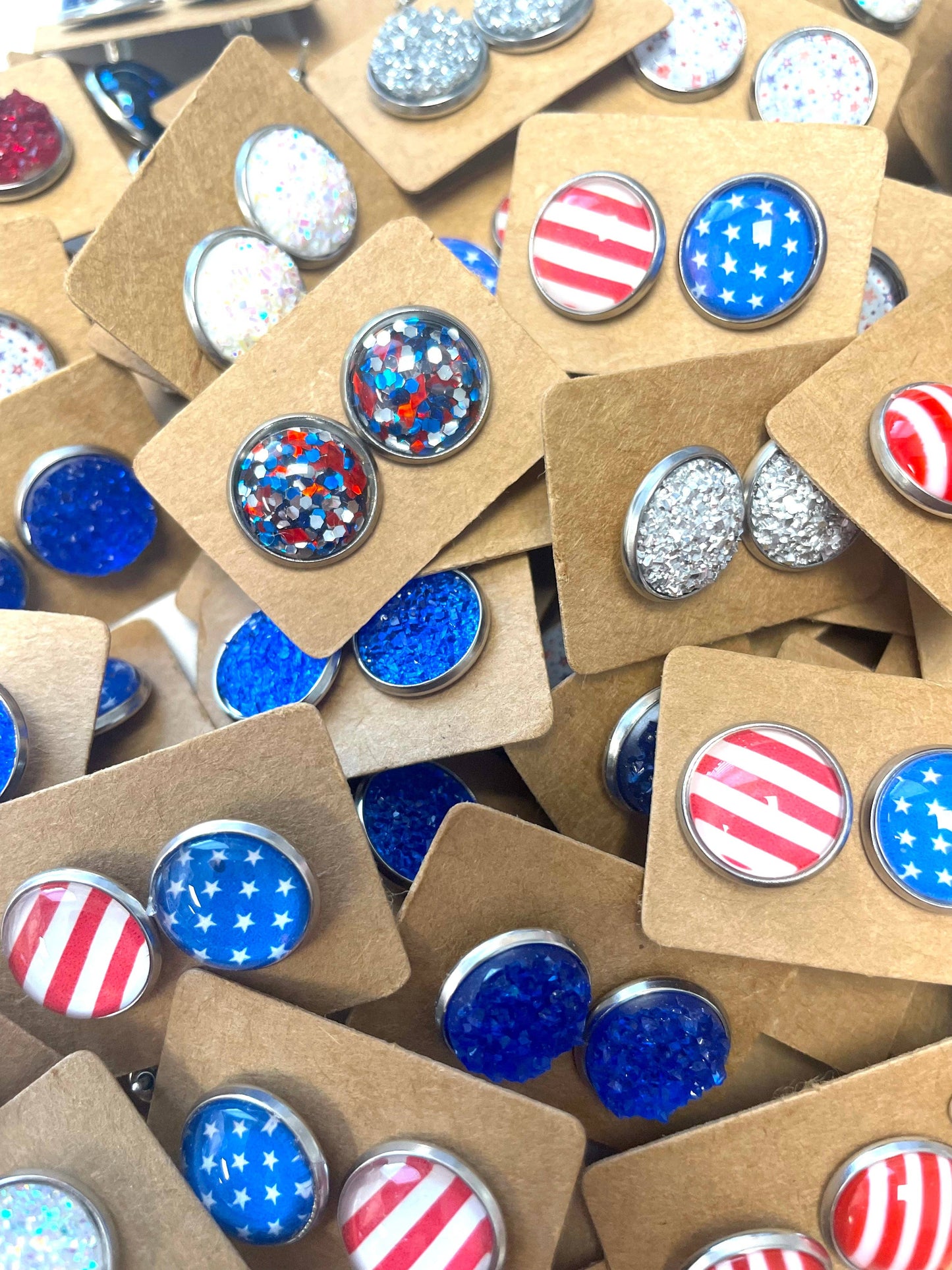 4th of July USA Patriotic Stud Earrings