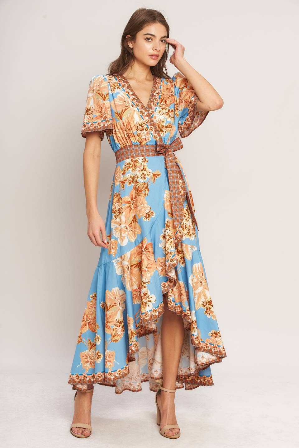 Floral Wrap midi dress