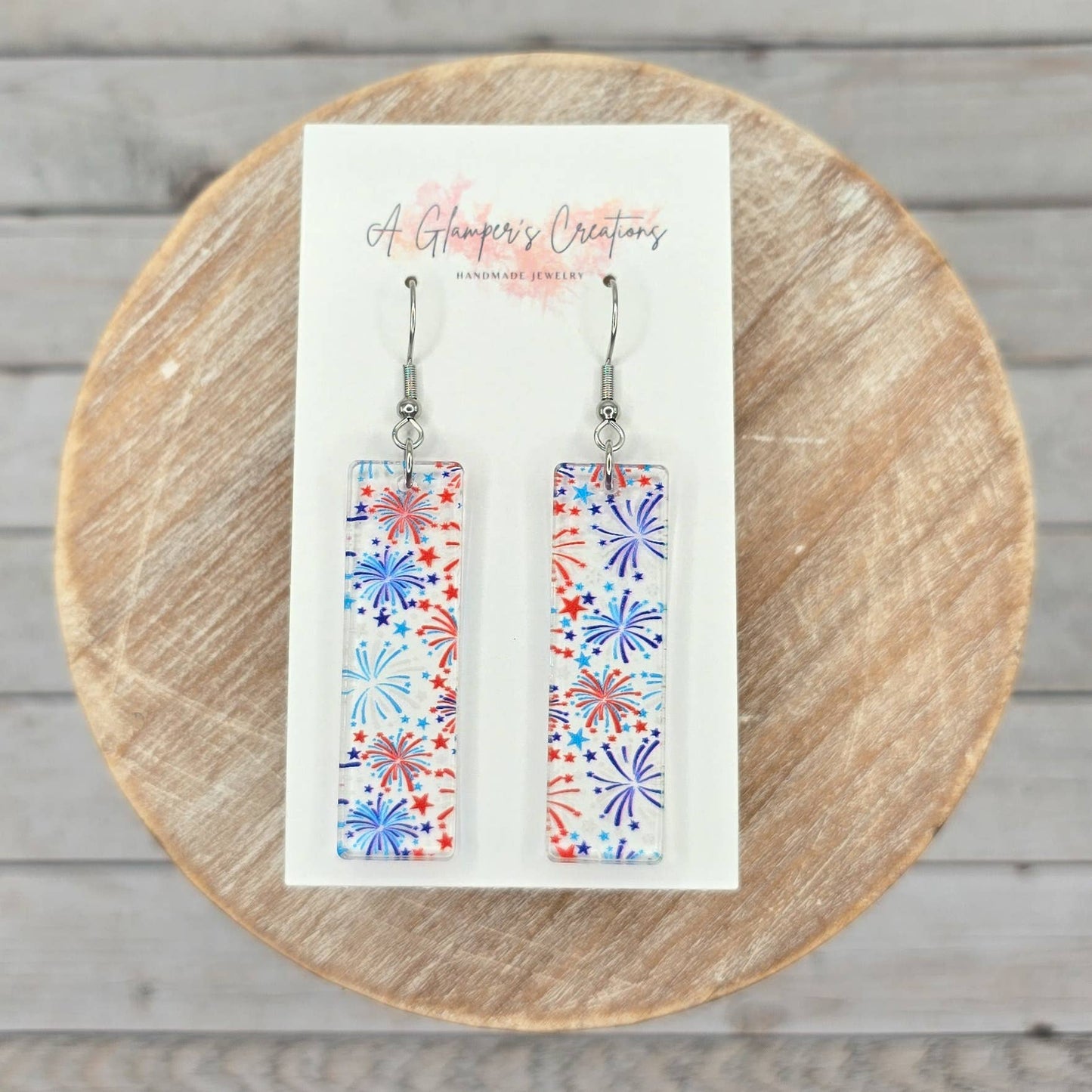 4th of July Fireworks Acrylic Bar Earrings