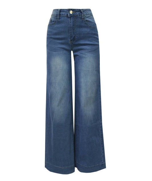 Retro Washed Wide Leg Jeans