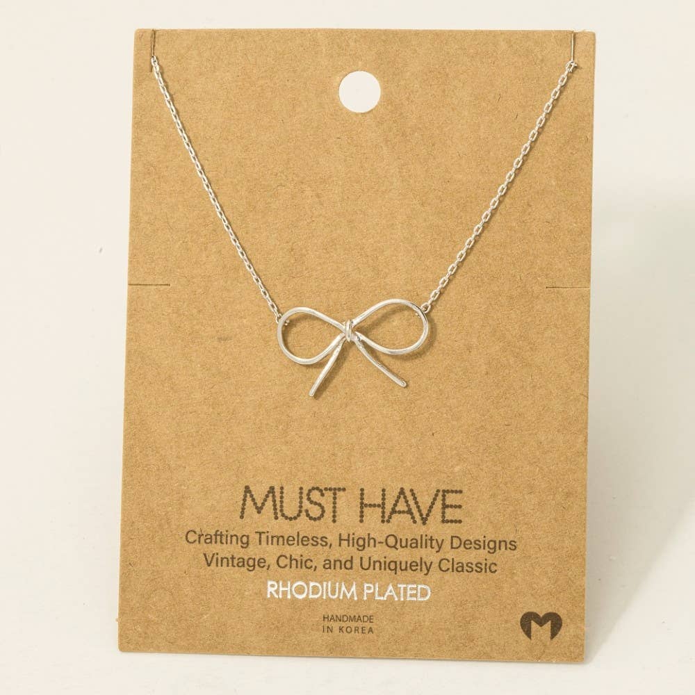Gold Dipped Bow Tie Pendant Necklace