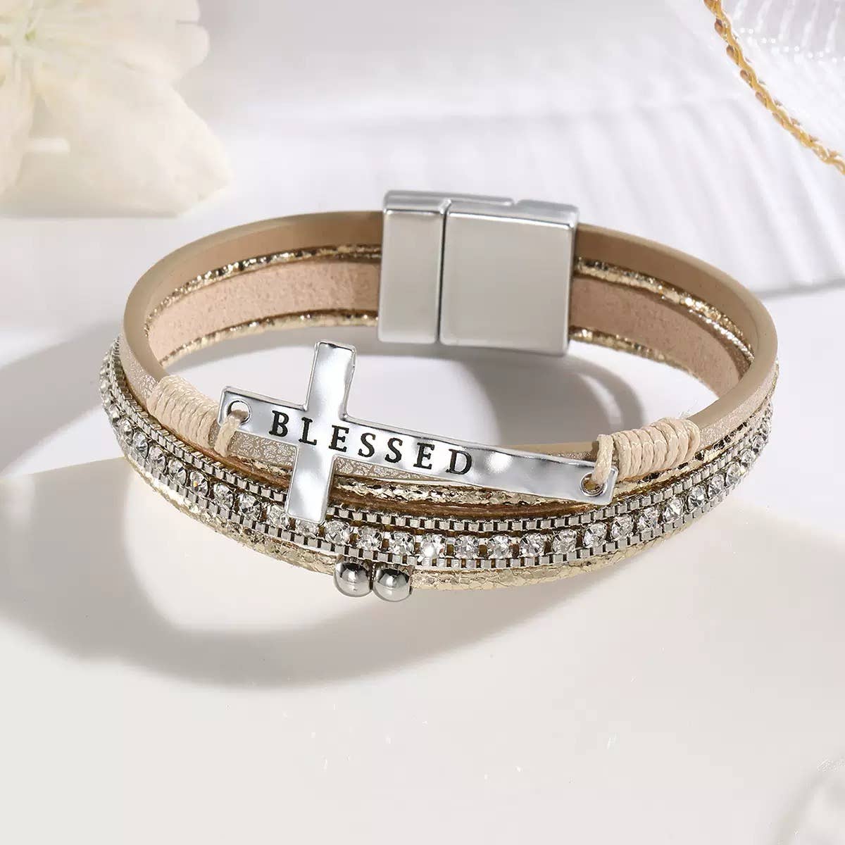 Blessed Cross Bracelet- Magnetic Clasp