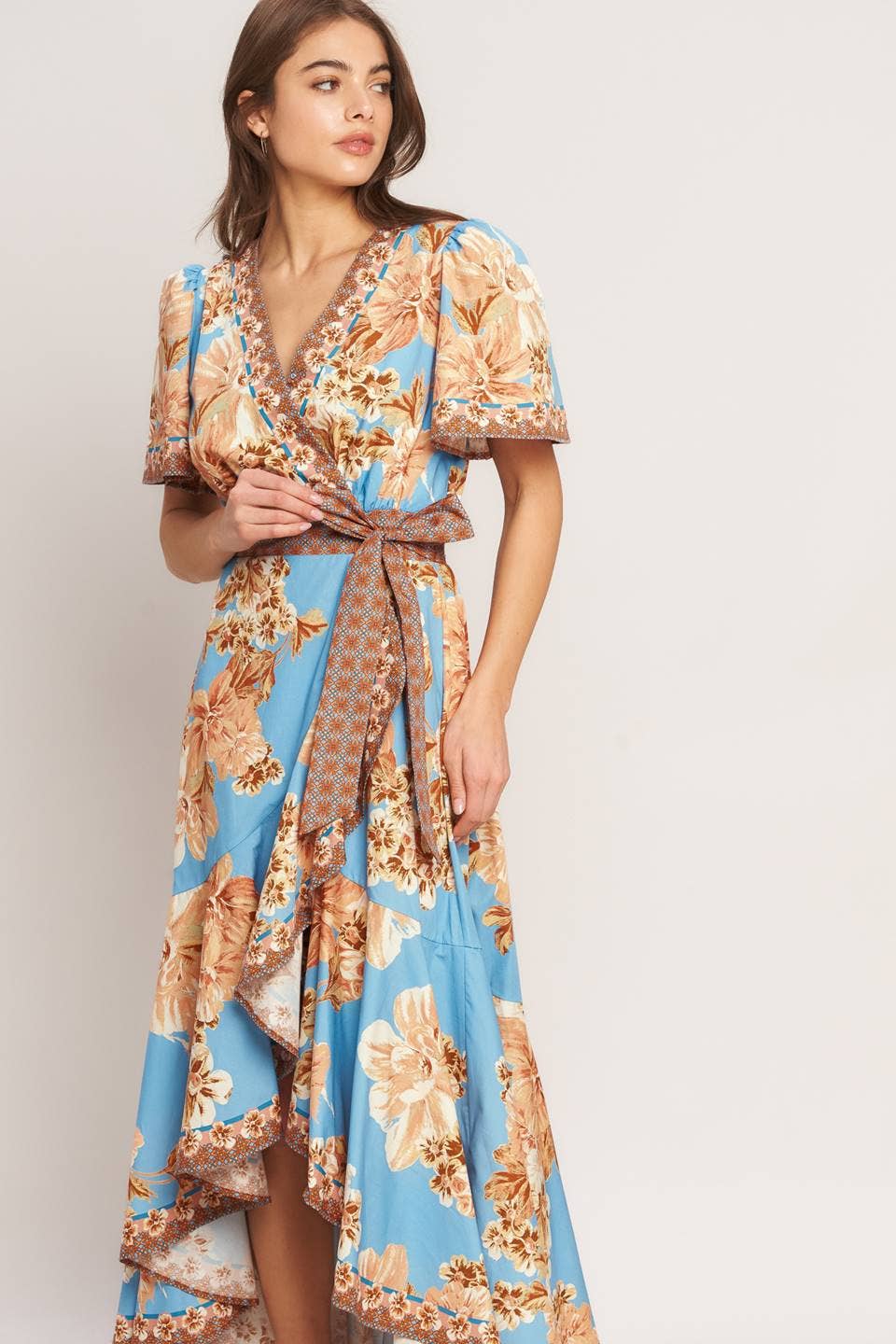 Floral Wrap midi dress
