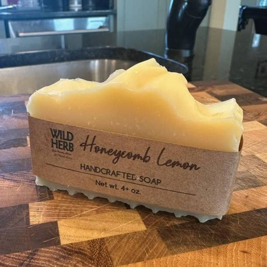 Lemon Essential Oil Natural Artisan Soap Bar Honeycomb Trim