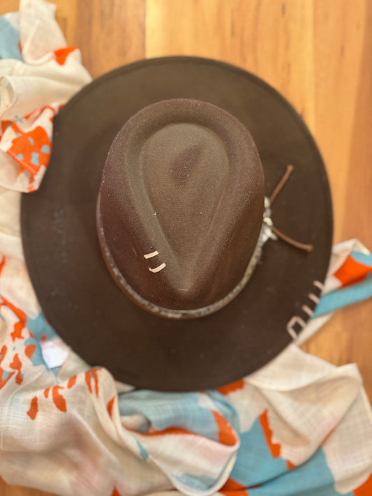 Worn Earth Western Hat with Hand-Stitched Detail