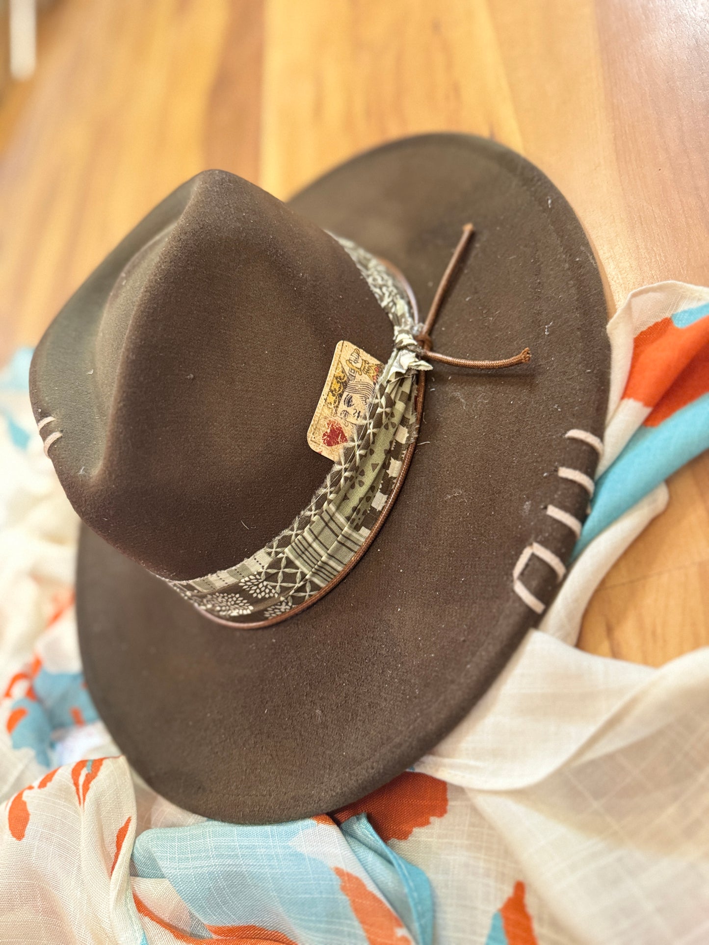 Worn Earth Western Hat with Hand-Stitched Detail