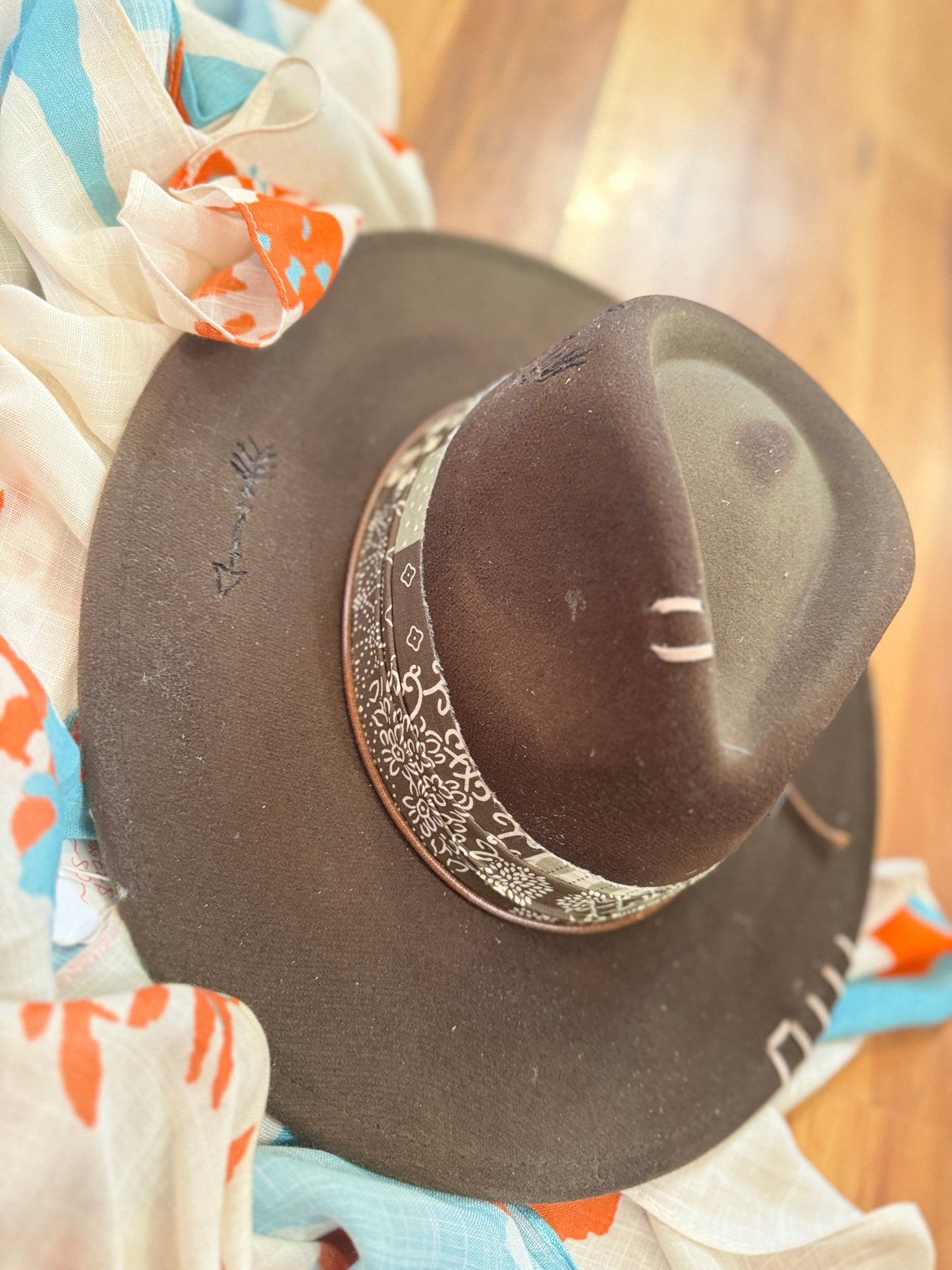 Worn Earth Western Hat with Hand-Stitched Detail