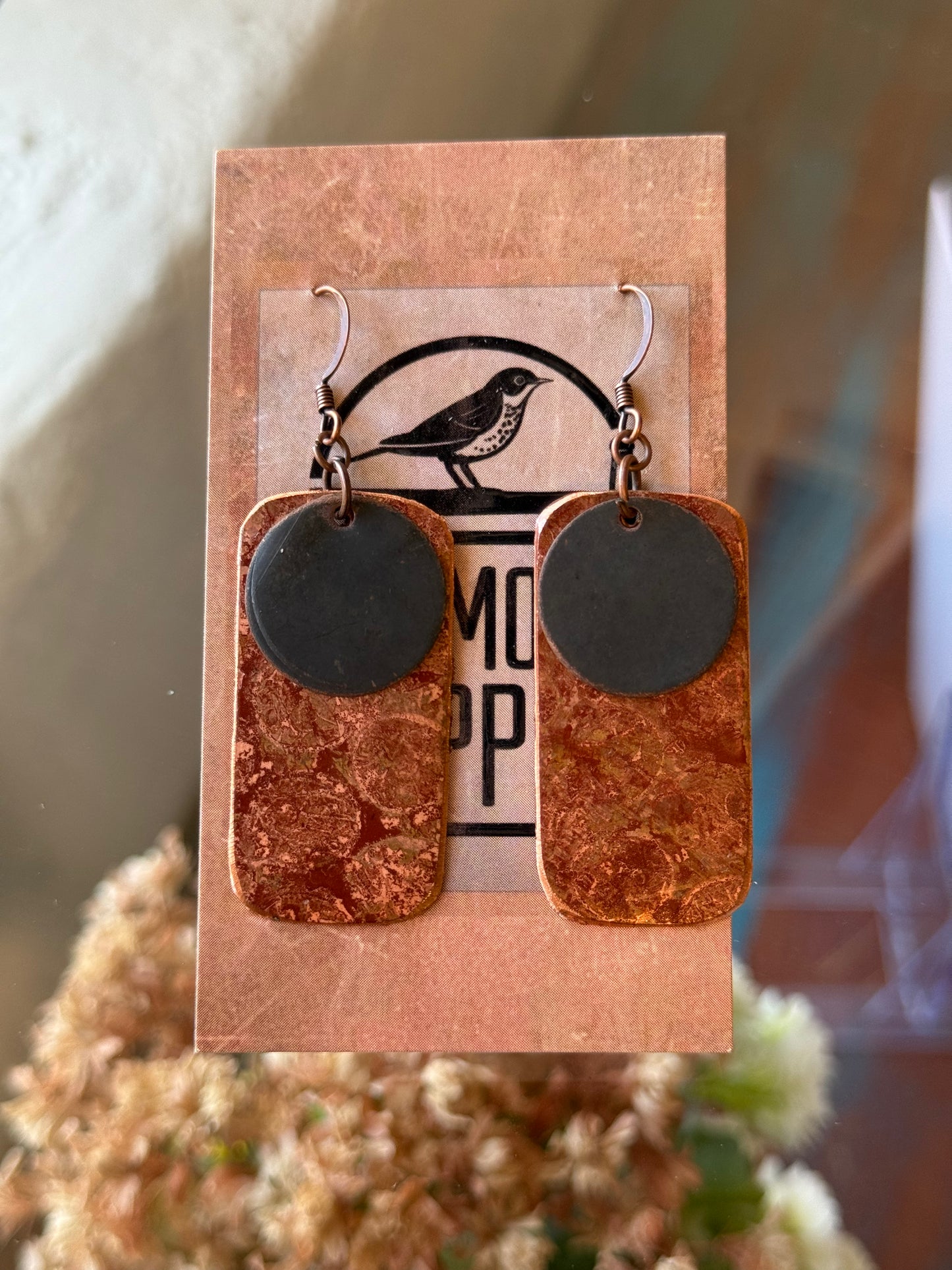 Layered Copper Disk Earrings
