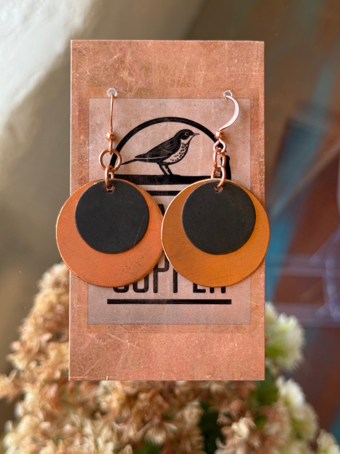 Layered Copper Disk Earrings