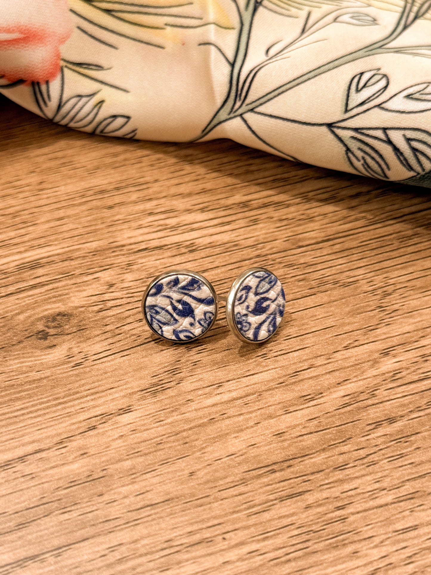Stud Earrings: Blue & White Fine China Pattern