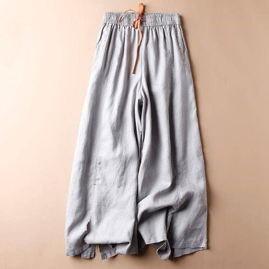Gray Casual Loose Fit Nine-Point Wide Leg Pants