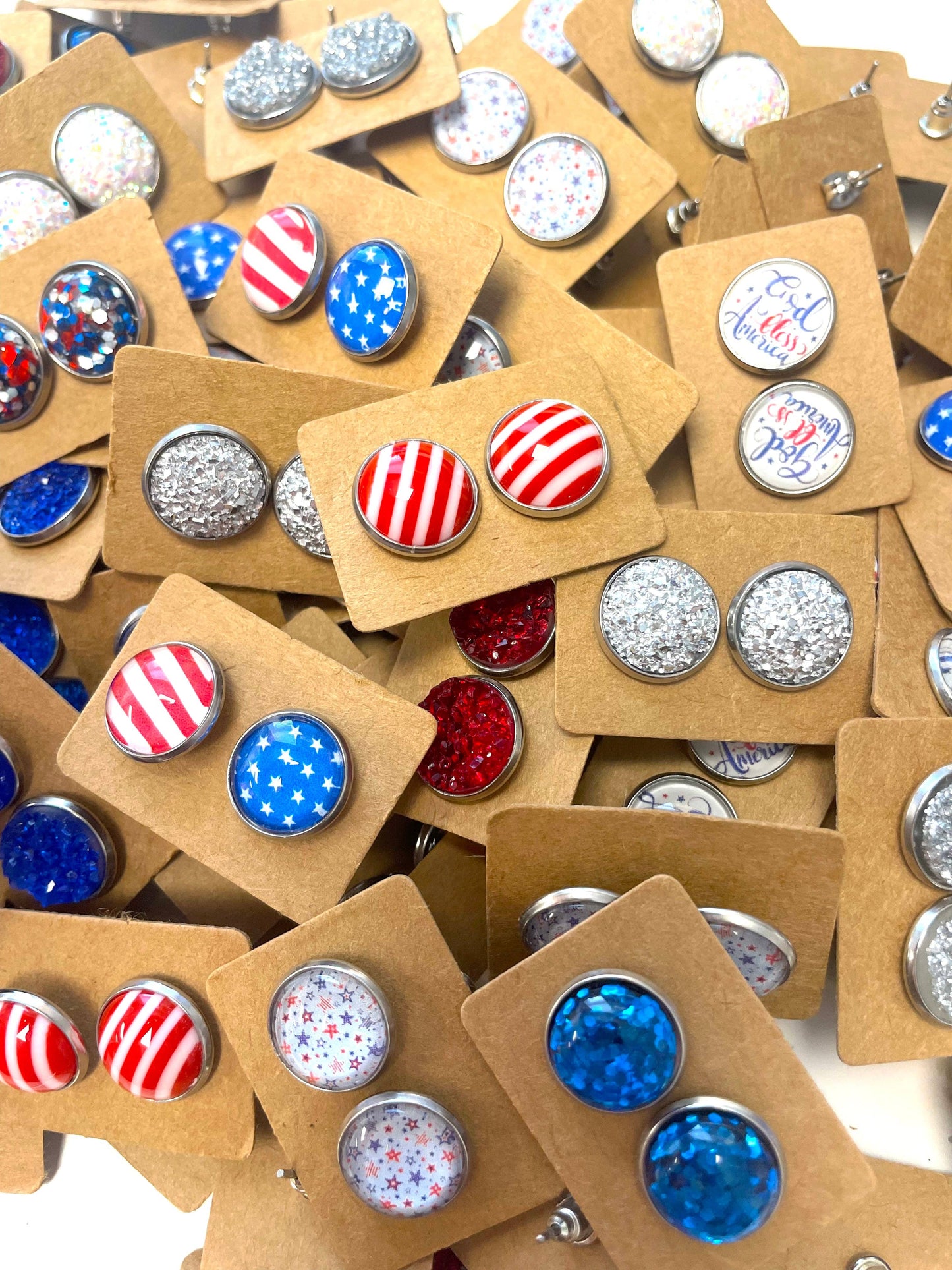 4th of July USA Patriotic Stud Earrings