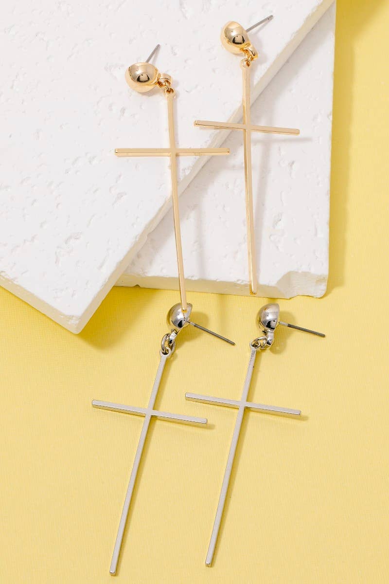 Large Cross Dangle Earrings