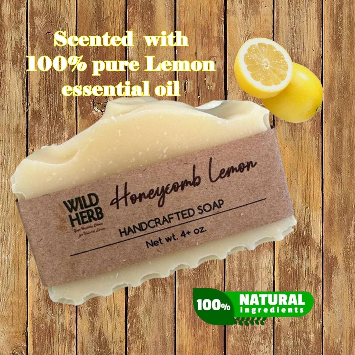 Lemon Essential Oil Natural Artisan Soap Bar Honeycomb Trim