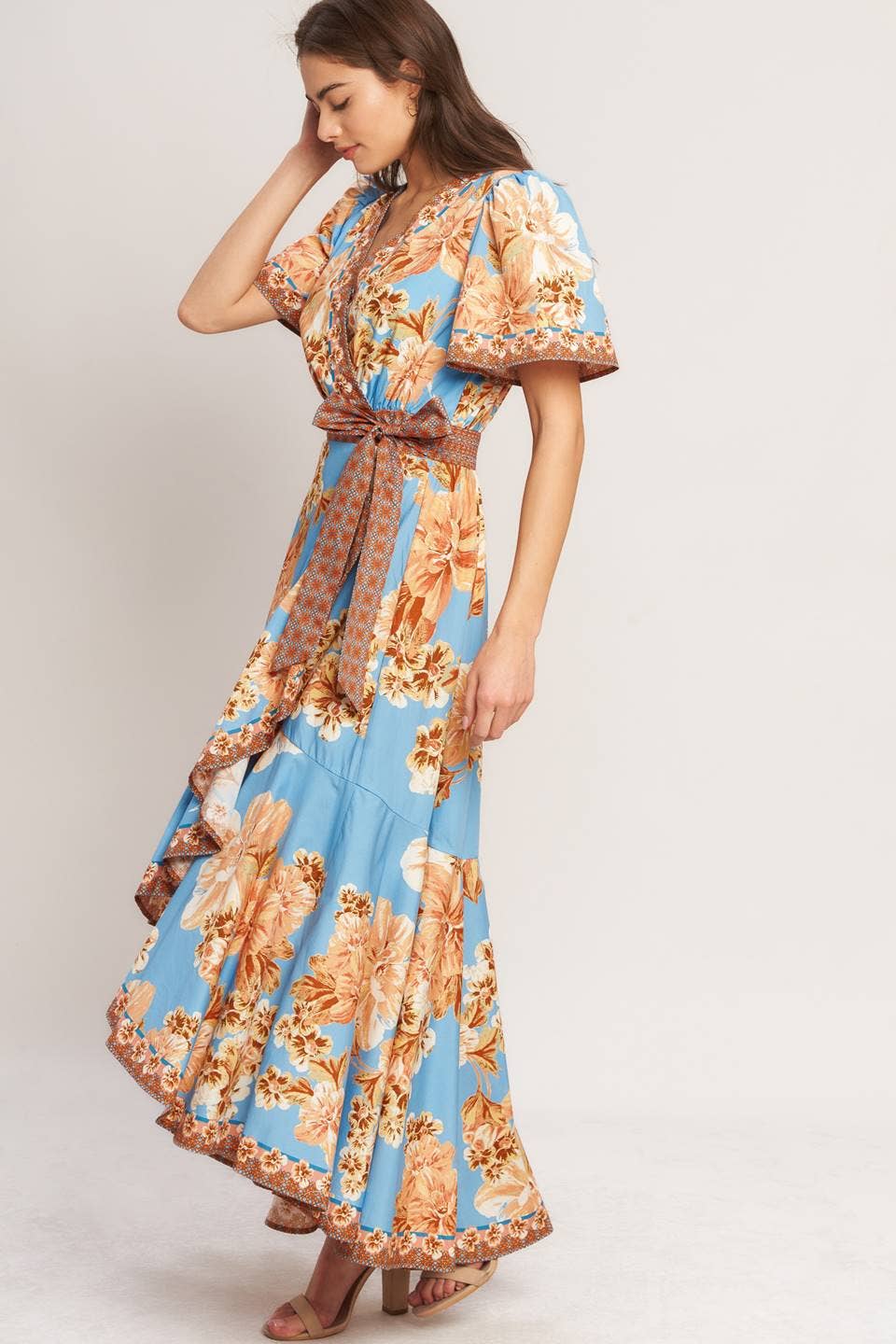 Floral Wrap midi dress