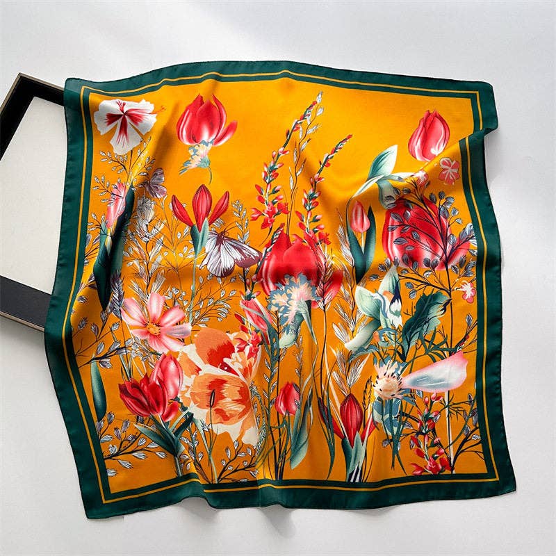 Orange Edged Flower Bandana Wild Rag