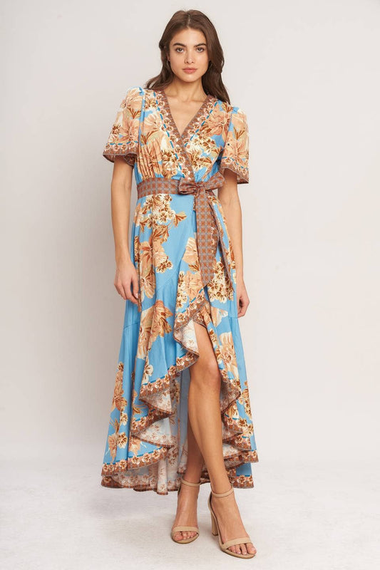 Floral Wrap midi dress