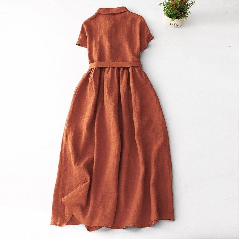 Solid Color Boho Style Short Sleeve Maxi Dress