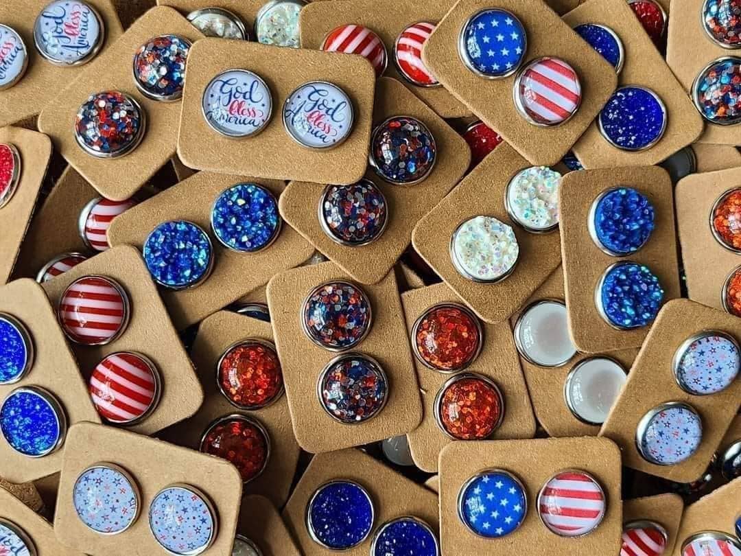 4th of July USA Patriotic Stud Earrings